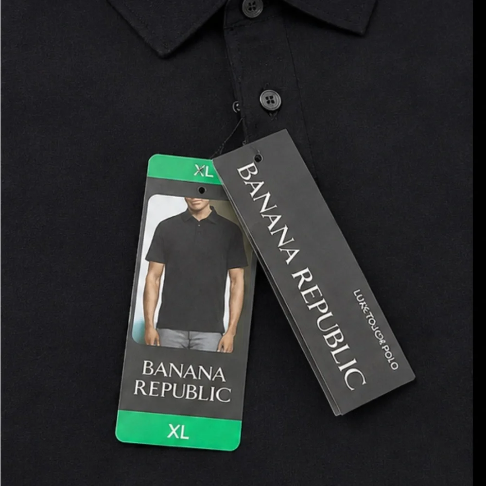 Banana Republic Black Short-Sleeve Polo